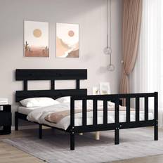 vidaXL Bed Frame with Headboard Black