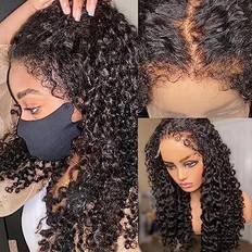 Hair Products Kun Gang 13X4 HD Kinky Curly Lace Front Wigs 16 inch Black