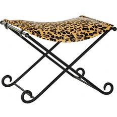 Braun Fußhocker Dkd Home Decor Black Metal Brown Leopard Foot Stool