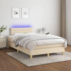 vidaXL Stoff Creme, 120 Boxspringbett