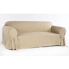 Loose Covers Twill 1-Pc. Classic Loose Sofa Cover Natural, Green, White