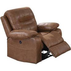 Brown - Footrest Kitchen Chairs Benjara leatherette Reclining Kitchen Chair