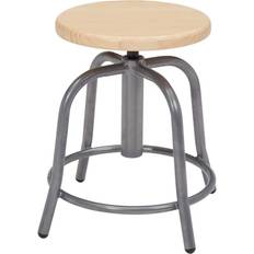 Natural Stools National Public Seating 18 Wood and Grey Frame Adjustable Swivel Natural/Grey Seating Stool