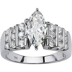 Palmbeach jewelry 2.85 tcw platinum-plated silver marquise cubic zirconia ring