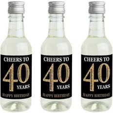 Adult 40th birthday gold mini wine bottle stickers party favor gift 16 ct