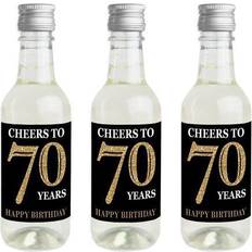 Adult 70th birthday gold mini wine bottle stickers party favor gift 16 ct