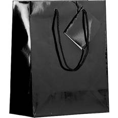 Jam Paper Medium Glossy Gift Bags 8 x 10 x 4 Black 3 Pack