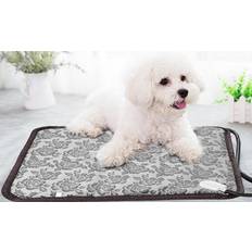 iMounTEK Pet Heating Pad Dog Electric Heating Mat Adjustable Warming Blanket Yes Floral Gray
