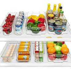 Greenco 6 Piece Refrigerator And Freezer Stackable Clear Storage Organizer  Bins