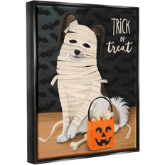 Wall Decor Stupell Industries Dog Wearing Mummy Costume Trick Treat Halloween Graphic Jet Wall Decor