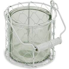 Round In White Wire Basket - Medium