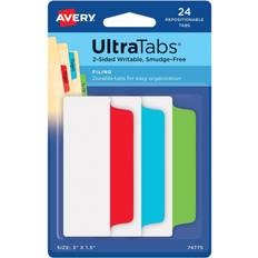 Avery Filing Ultra Tabs, 2-Side Writable, Red/Blue/Green, Repositionable File