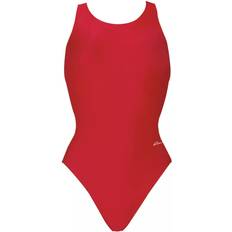 Red - Women Swimsuits Dolfin Womens Basic Solid Red Performance Back One Piece - Red