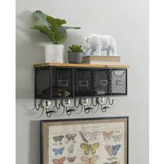 Black Step Shelves Linon AMME4DRW1 Four Basket Step Shelf