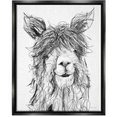 Stupell Industries Smiling Llama Alpaca Shaggy Hair Scribble Drawing Drawing Print Jet Wall Decor