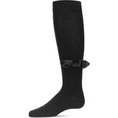 Velvet Underwear MeMoi Velvet Bow Cotton Blend Knee High Sock - Black