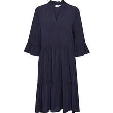Knielange Kleider - Rüschen Saint Tropez Edasz Solid Dress - Blue Deep