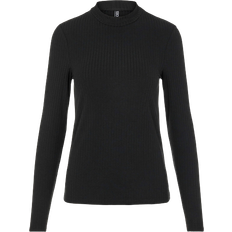 Pieces Kylie Long Sleeve Ribbed Top - Black