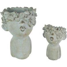 Pots, Plants & Cultivation Pair Of Pucker Up Kissing Face Weathered Finish Concrete Head Planters