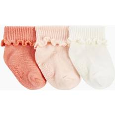 Carter's Baby Girls 3-Pack Ribbed Booties 12-24 Pink/White