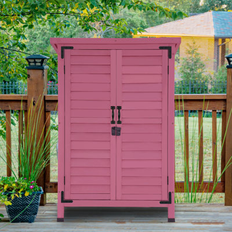 Wood Sheds Mcombo Outdoor Wood Small Wooden Tool Shed with Double Doors 0985 (Building Area )