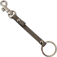 Dolce & Gabbana Gray Textured Leather Silver Metal Hook Keychain - Gray