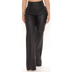 Fashion Nova Victoria High Waisted Dress Faux Leather Pants - Black