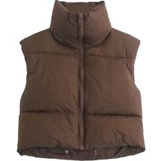 Keomud Women's Winter Crop Vest - Brown