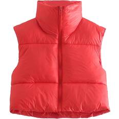 Shiyifa Women's Fashion High Neck Zipper Cropped Puffer Vest • Price »