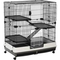 Pawhut Small Animal Cage Rolling Guinea Pig Hutch with Detachable