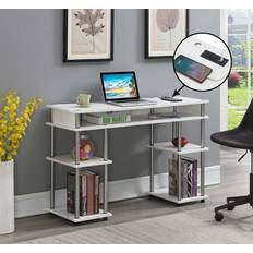 Stainless Steel Writing Desks Convenience Concepts Designs2Go Student Charging Station White Writing Desk 15.8x47.2"
