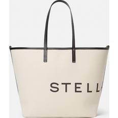 Stella McCartney Logo Canvas Beach Tote Bag, Woman, Ecru Ecru U