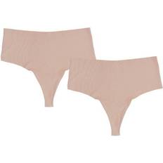 Pierre Robert Thongs Invisible High Waist Microfibre 2-pack - Powder