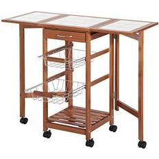 Furniture Homcom 37" Island Cart Trolley Table