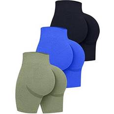 OQQ Women's Butt Lifting Yoga Shorts - Black/Blue/Avocadogreen