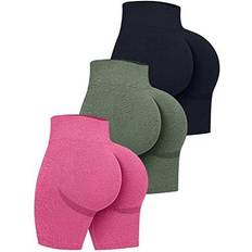 OQQ Women's Butt Lifting Yoga Shorts - Black/Armygreen/Plumred