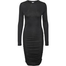 Noisy May Long Sleeved Ruched Dress - Black