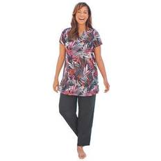 Swimming Trunks Plus Women's Longer Length Short-Sleeve Swim Tunic by Swim 365 in Multi Textured Palm Size 24