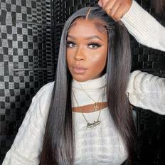 ISee Extensions & Wigs iSee Go Glueless Brazilian Straight Lace Wig 16 inch 1B Natural Black