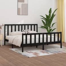 vidaXL black, 200 Solid Wood Bed Frame Bedstead Bed Base