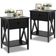 Vecelo Night Stands Bedside Table 11.8x15.8" 2