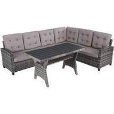 Tectake Essgruppen tectake grey Garden rattan furniture Catania Patio Dining Set