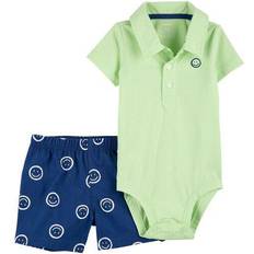 Carter's Baby Smiley Face Polo & Shorts Sets 2-piece - Green
