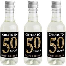 Adult 50th Birthday Gold Mini Wine Bottle Stickers Party Favor Gift 16 Ct Black Black