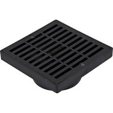 BBQ Accessories NDS 640 Square Grate with Low-Profile Adapter Fits 3 Drain Pipes & Fittings, 6 in, Black