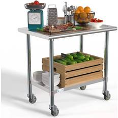 Stainless Steel Writing Desks KoolMore 24 Steel Kitchen Utility with Casters Writing Desk
