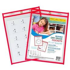 Neon Red Reusable Dry Erase Pocket Kit Study