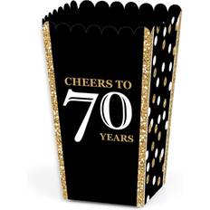 Adult 70th Birthday Gold Birthday Party Favor Popcorn Treat Boxes Set of 12
