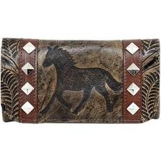 American West Ladies Hitchin Tri-Fold Wallet - Distressed Charcoal Brown