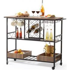 Natur Servierwagen VEVOR 3-Tier Cart Rolling Trolley Table